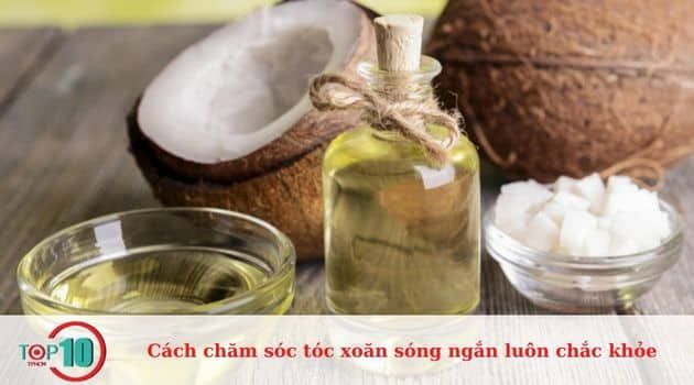 Chăm sóc tóc xoăn sóng ngắn với tinh dầu dừa