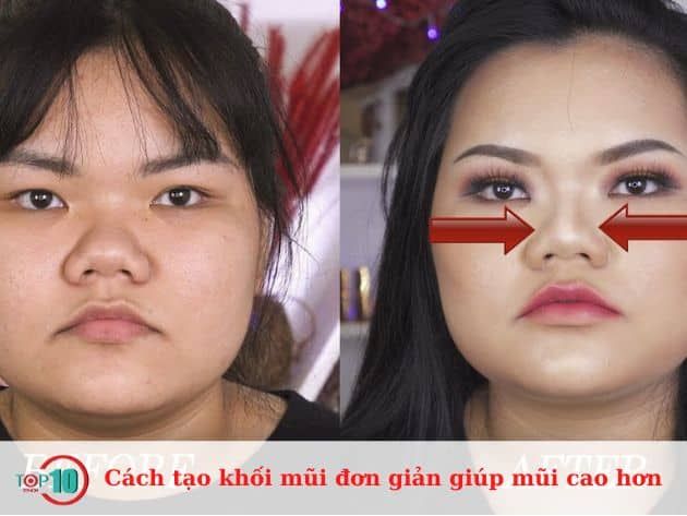 Cách tạo khối cho mũi đơn giản để mũi trông cao hơn