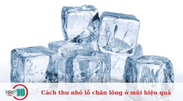 Thu nhỏ lỗ chân lông mũi bằng đá lạnh