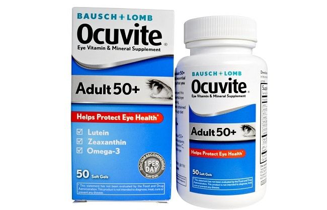 Baush + Lomb Ocuvite 50+ nằm trong danh sách Top 10 loại thuốc bổ tốt nhất cho người cao tuổi.