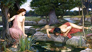 Tiếng Vọng (nữ thần núi) và Narcissus, bức tranh của John William Waterhouse, năm 1903