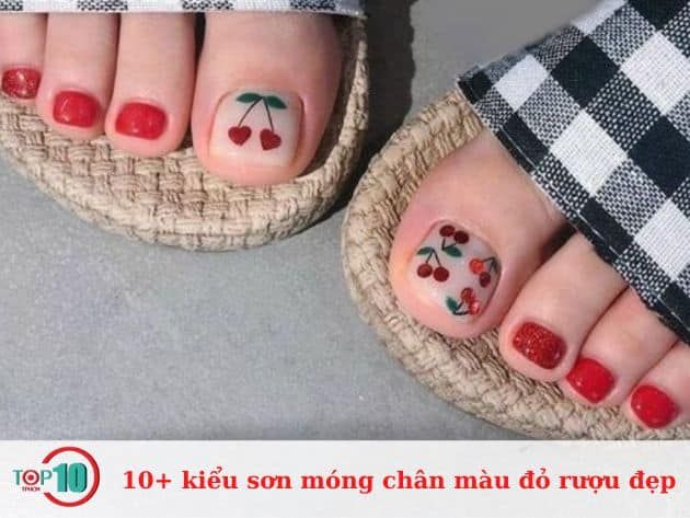 10+ mẫu sơn móng chân màu đỏ rượu đẹp mắt