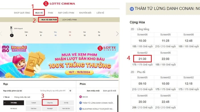 Đặt vé xem phim tại Lotte Cinema