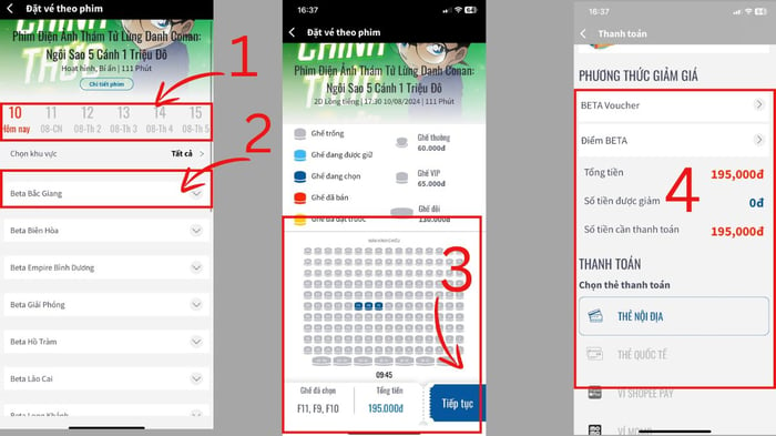 mua vé xem phim tại Beta