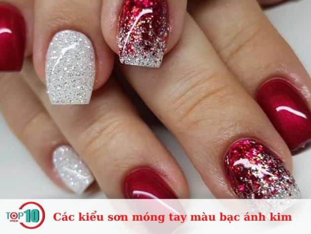 Những mẫu sơn móng tay bạc ánh kim