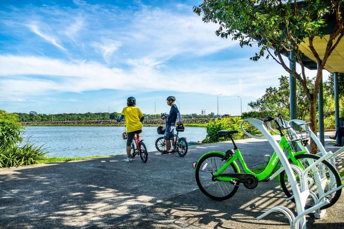 Các tay đua tại Công viên Rower’s Bay ở Singapore