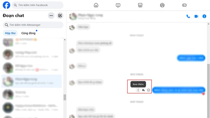 Bước 2: Di chuột đến tin nhắn cần xóa để biểu tượng ba chấm xuất hiện ở góc phải.