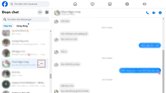Bước 2: Di chuyển chuột đến cuộc hội thoại để biểu tượng ba chấm xuất hiện ở góc phải.