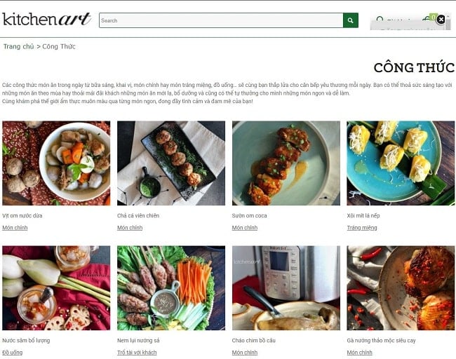Trang web học nấu ăn trực tuyến - Kitchenart.vn