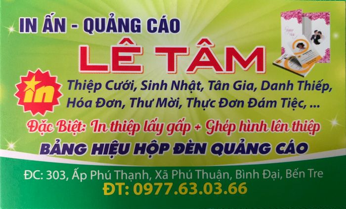 Dịch vụ In Ấn - Quảng Cáo LÊ TÂM - Hình ảnh 1