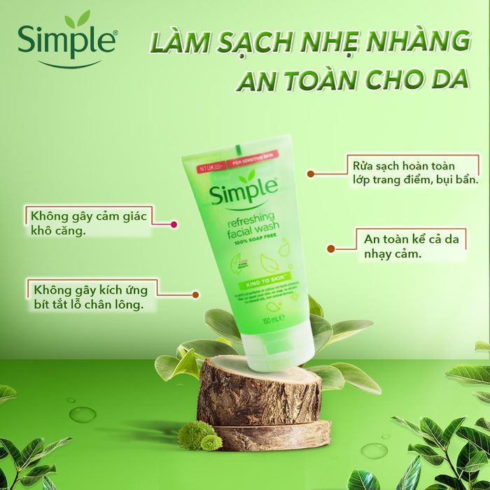 Thành phần của gel rửa mặt Simple bao gồm nước tinh khiết, được lọc ba lần, hình ảnh 2