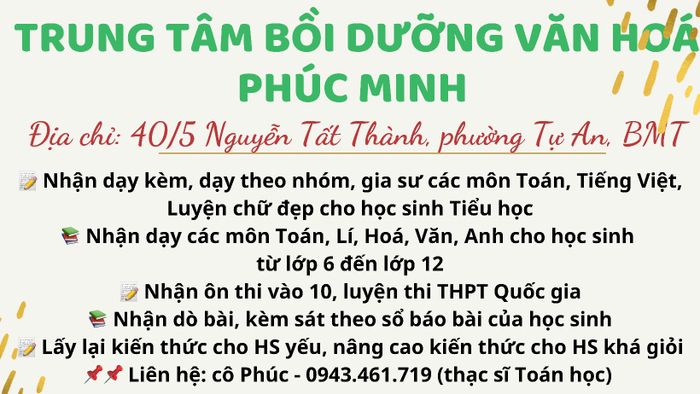 Hình ảnh 1 của Trung tâm đào tạo văn hóa PHÚC MINH BMT