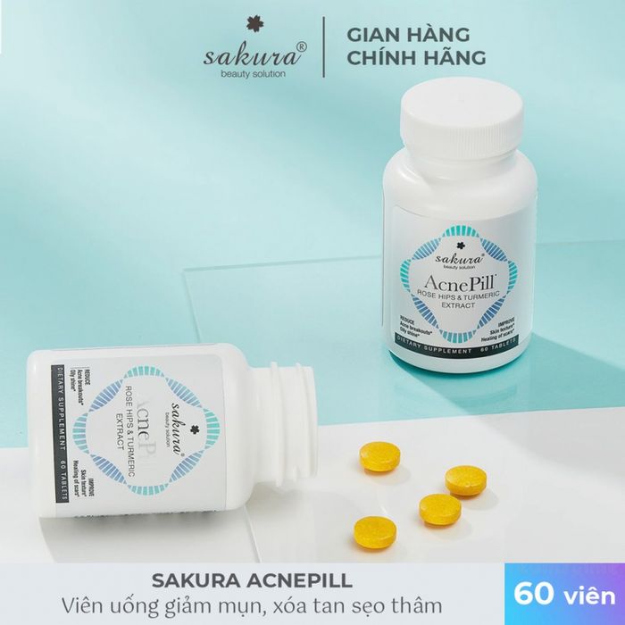 Viên uống trị mụn và làm mờ sẹo thâm Sakura Acnepill 60 viên hình ảnh 2