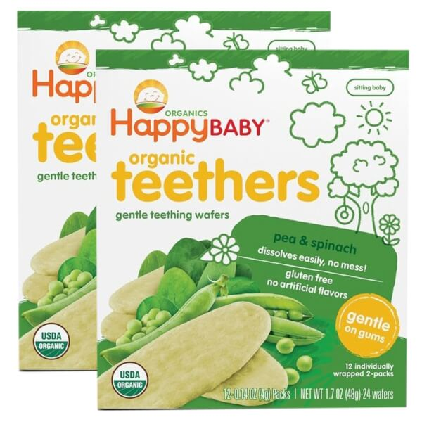 Bánh xốp hữu cơ Happy Baby Teethers Organic vị đậu Hà Lan và rau bina - Hình ảnh 1