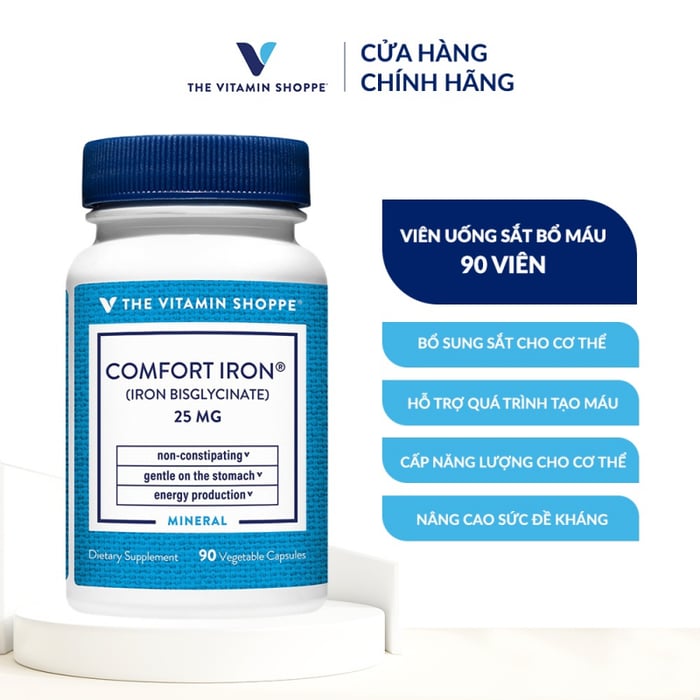 Viên sắt bổ máu The Vitamin Shoppe Comfort Iron, hộp 90 viên, hình ảnh 2