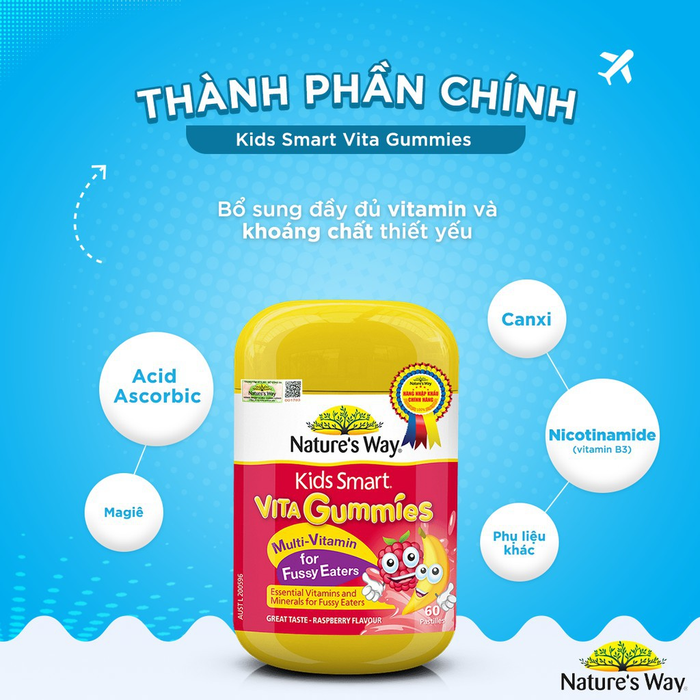 Hình ảnh 2 của Kẹo dẻo Nature's Way Kids Smart Vita Gummies Multi Vitamin cho bé biếng ăn