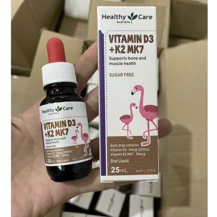 Siro Vitamin D3 + K2 MK7 Healthy Care hỗ trợ chiều cao hình 1