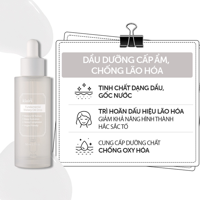 Hình ảnh 1 của dầu dưỡng Dear, Klairs Fundamental Watery Oil Drop