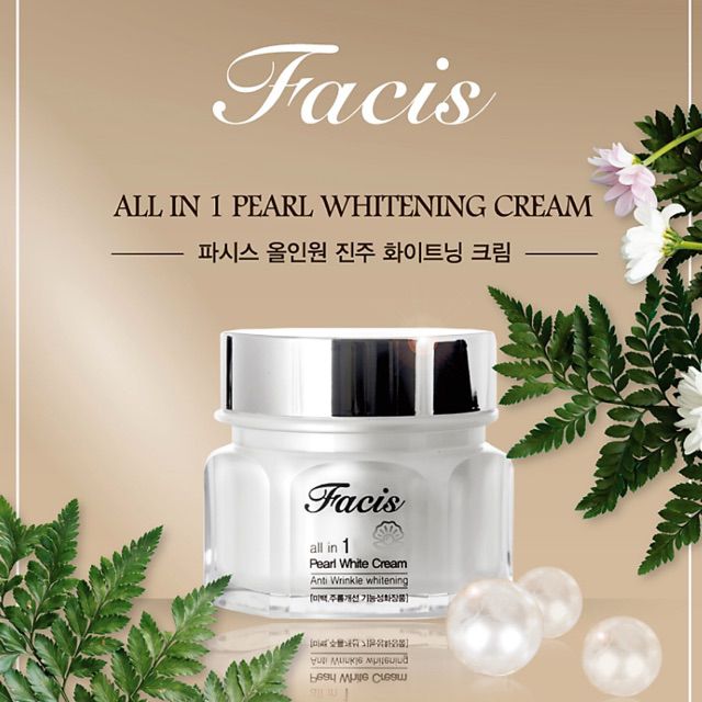 Hình ảnh kem dưỡng trắng da ngọc trai Facis All In One Pearl Whitening Cream số 1