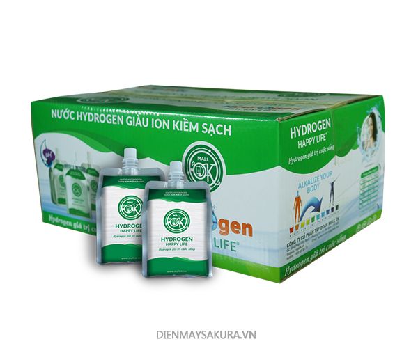 Hình ảnh nước ion kiềm đóng gói Hydrogen Happy Life 1