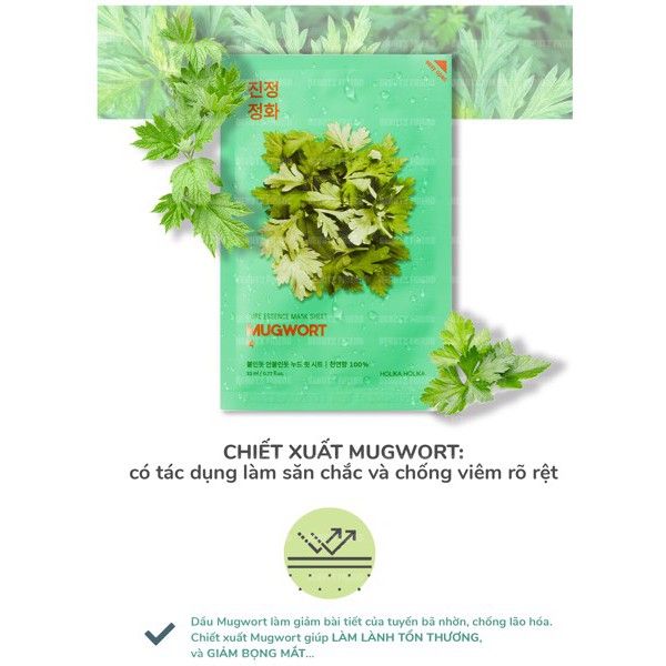 Hình ảnh mặt nạ giấy chiết xuất ngải cứu Pure Essence Mask Sheet Holika Holika số 1
