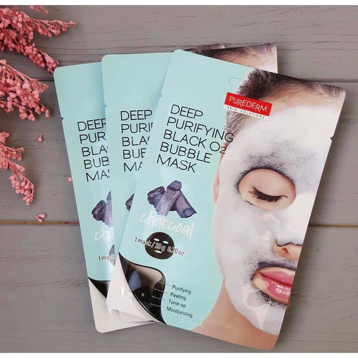 Hình ảnh mặt nạ sủi bọt thải độc Purederm Deep Purifying Black O2 Bubble Mask