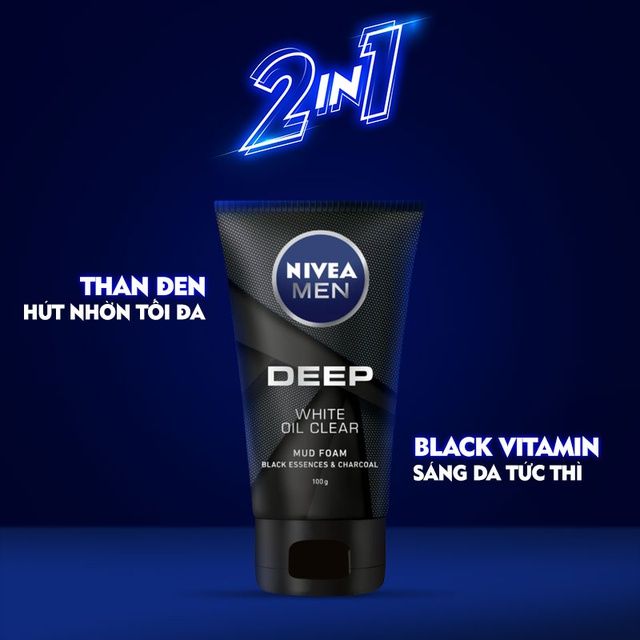 Hình ảnh 1 của Sữa Rửa Mặt Nivea Men Deep White Oil Clear