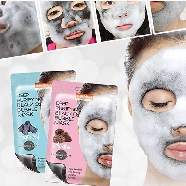 Mặt nạ sủi bọt thải độc Purederm Deep Purifying Black O2 Bubble Mask - Hình ảnh 2