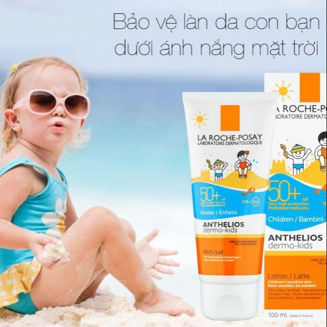 Kem chống nắng sữa toàn thân cho trẻ em La Roche-Posay Anthelios Dermo Kid SPF 50+ UVB & UVA hình ảnh 2