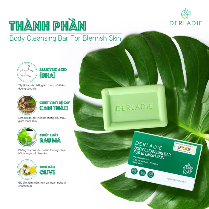 Hình ảnh xà phòng trị mụn Derladie Body Cleansing Bar cho da mụn - Ảnh 1