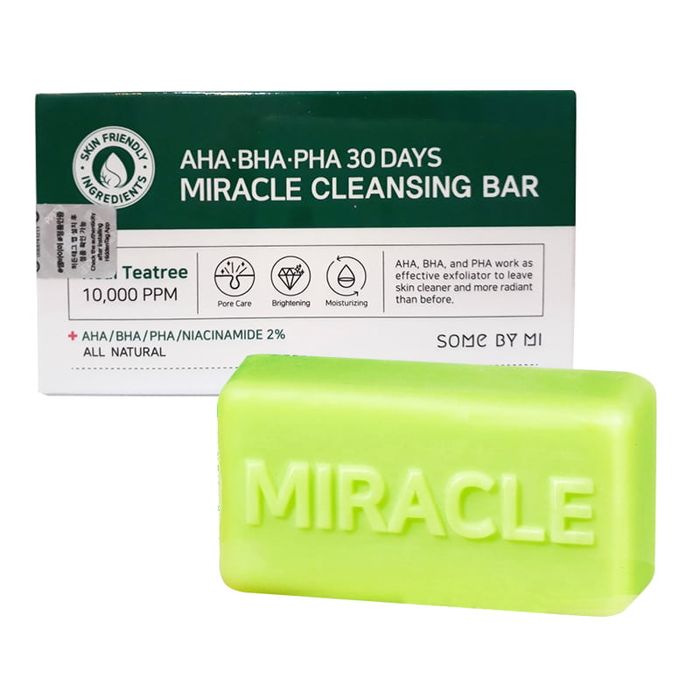 Xà phòng trị mụn Miracle AHA BHA PHA 30 Days Bar - Hình 1