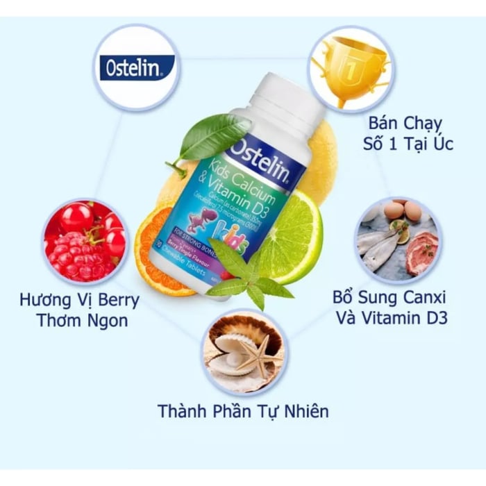 Hình ảnh 1 của Kẹo bổ sung Canxi + Vitamin D3 Ostelin Calcium & Vitamin D3