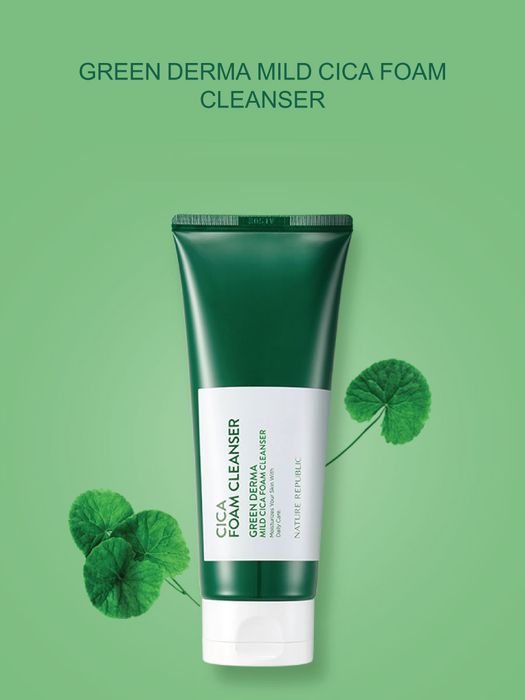 Sữa Rửa Mặt Chiết Xuất Rau Má Nature Republic Green Derma Mild Cica Foam Cleanser, ảnh 2