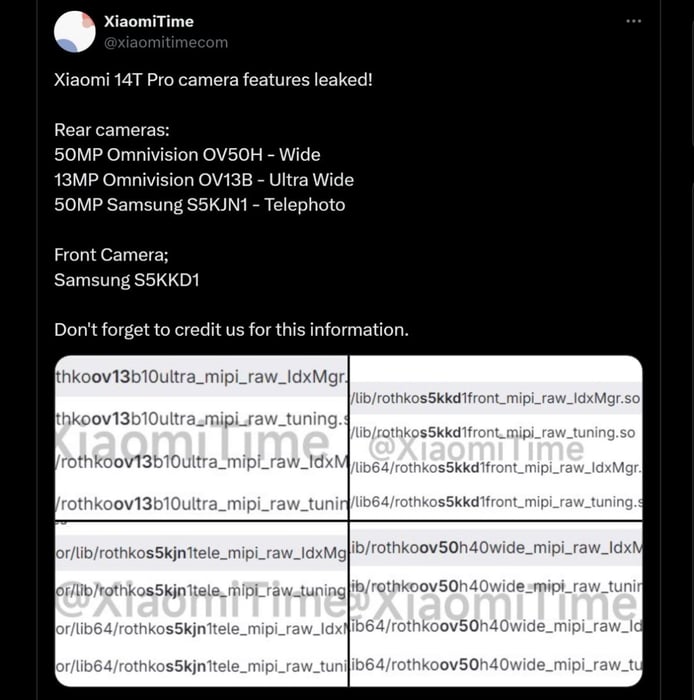Thông số kỹ thuật camera của Xiaomi 14T Pro đã được tiết lộ gần đây