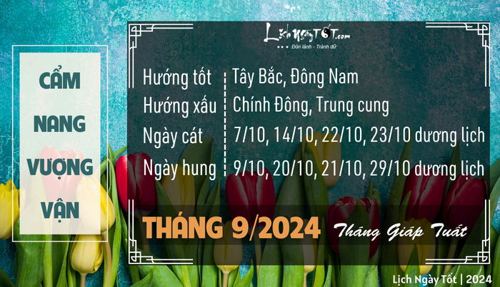 Cẩm nang may mắn tháng 9/2024 âm lịch