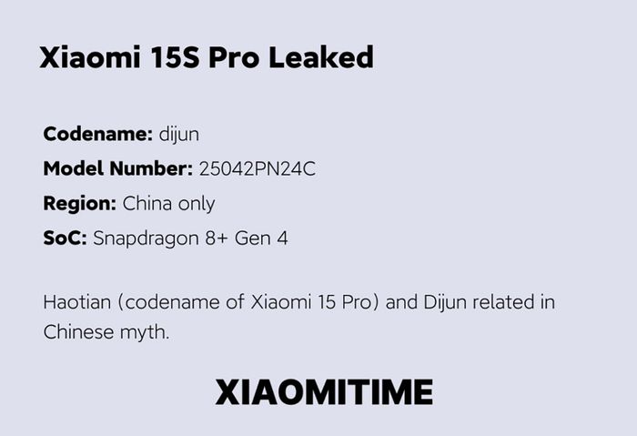 Xiaomi 15S Pro đã xuất hiện trên danh sách IMEI