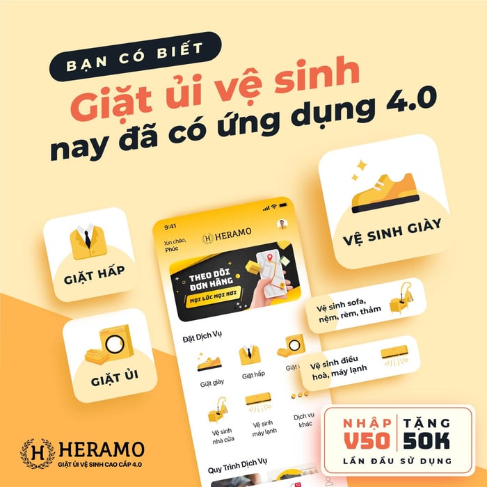 Hình ảnh 1 của ứng dụng HERAMO - Giặt ủi và vệ sinh 4.0