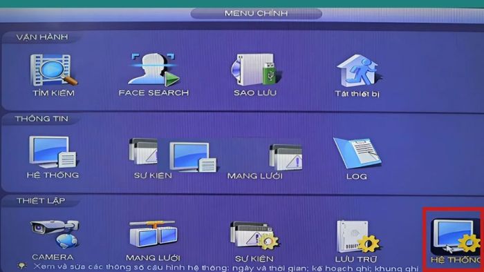 cấu hình menu trên TV để điều chỉnh giờ camera Dahua