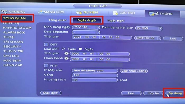 hướng dẫn chi tiết chỉnh giờ camera Dahua trên TV