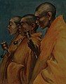Minh họa năm 1905 về các nhà sư và bánh xe cầu nguyện