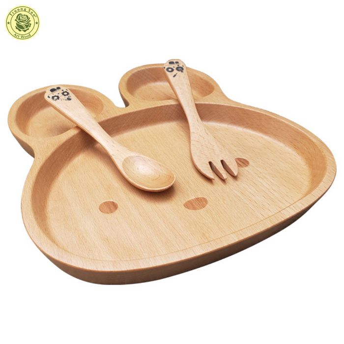 Khay tập ăn cho bé hình thỏ làm từ gỗ Beech - ảnh 2
