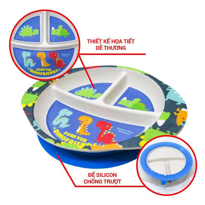 Khay ăn bamboo với đế silicone chống trượt Royalcare 0720-RC-7920 / 7921, hình ảnh 2