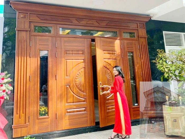 Hình ảnh cửa thép vân gỗ Alux 2