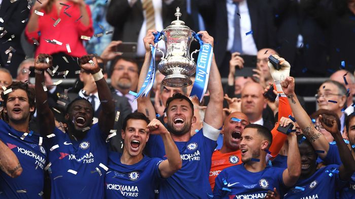 Các cầu thủ Chelsea ăn mừng chiến thắng FA Cup năm 2018 ảnh 1