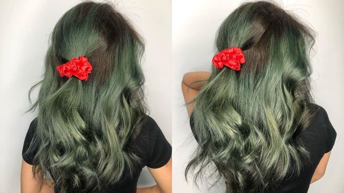 Tóc nhuộm xanh rêu 1