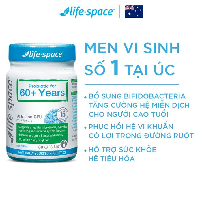 Hình ảnh Men vi sinh Life Space 60+ Probiotic 60 viên 1