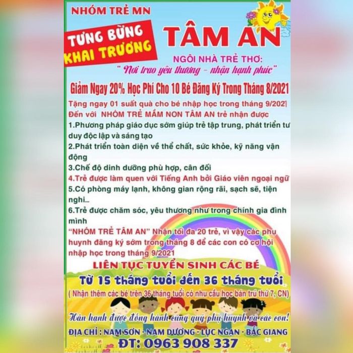 Nhóm trẻ Mầm non Tâm An - Hình ảnh 1