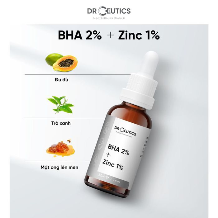 Hình ảnh 2 của Serum DrCeutics Giảm Mụn Và Phục Hồi Da Sau Mụn BHA 2% + Zinc 1%