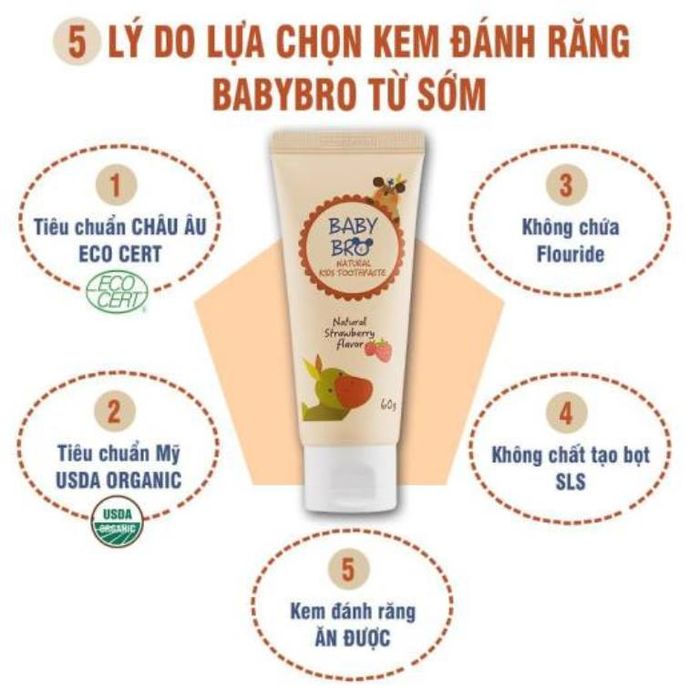 Hình ảnh Kem đánh răng nuốt được Hàn Quốc Baby Bro 2