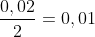 0,02 chia 2 bằng 0,01